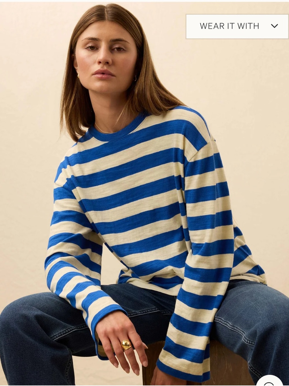 Faherty Sunwashed Stripe Organic Long Sleeve Slub T-Shirt